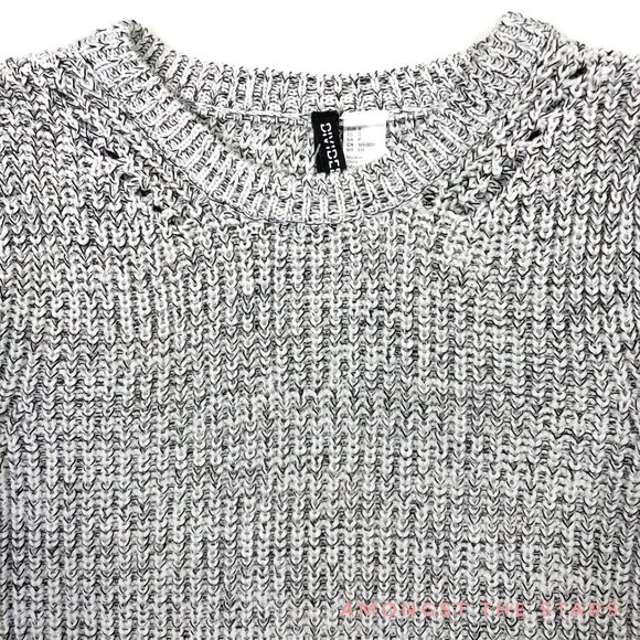 H&M Black And White Openwork Ribbed Knit Sweater - Picture 5 of 8